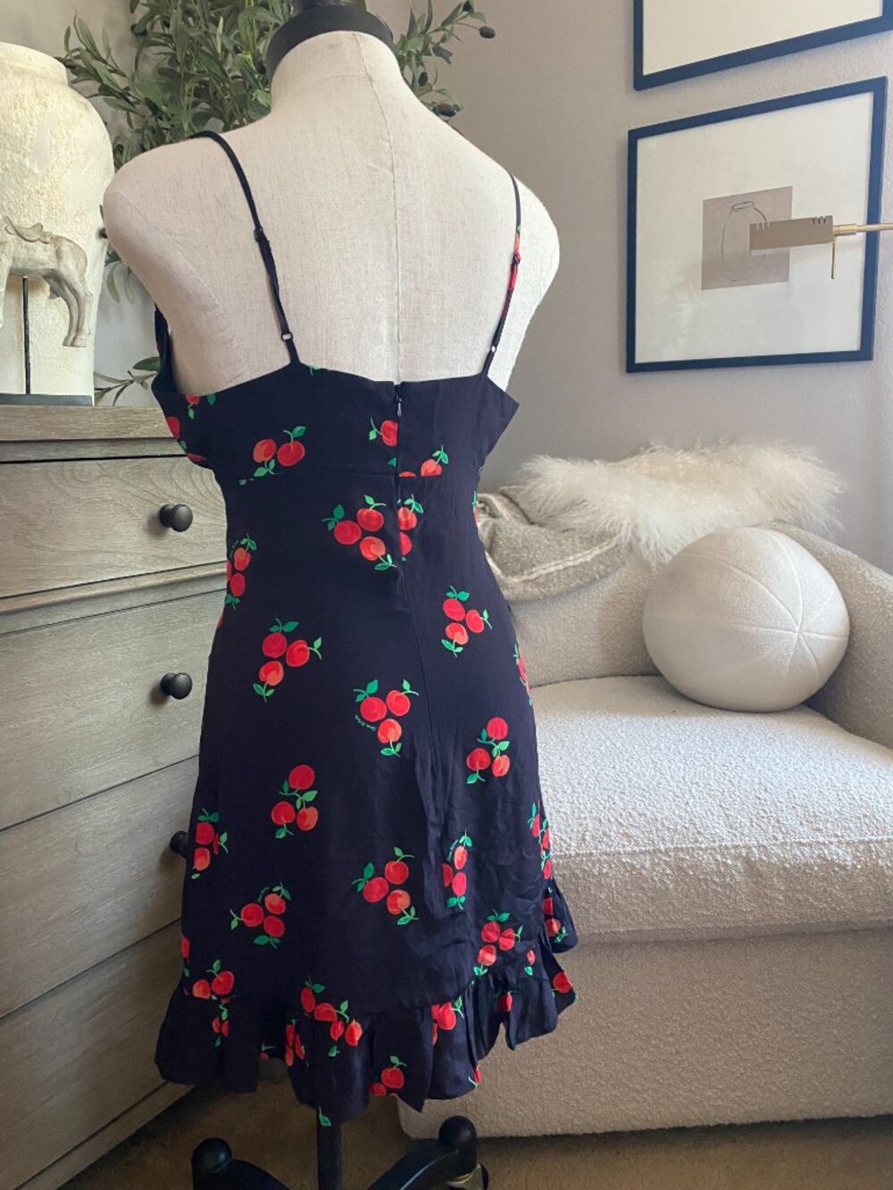 From Future | 100% Silk Cherry Print Mini Slip Dress - Picture 2 of 11